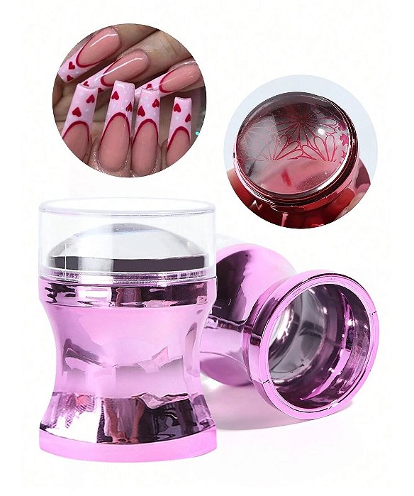 Carimbo Grande tipo Born Pretty Para Unhas Decoração e Francesinha com Silicone Transparente