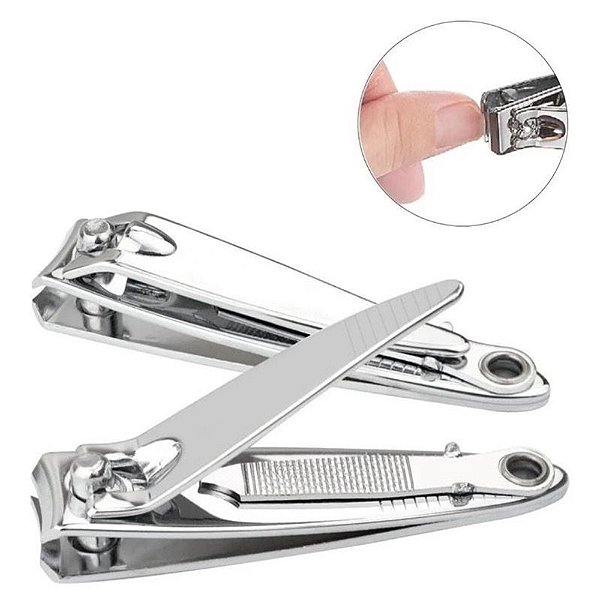 Cortador de Unhas Grande Metal com Lixa Aço inox Manicure Pedicure