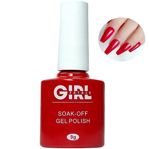 Esmalte em gel Girl Fatale 7,5ml Vermelho para Alongamento de Unhas Acrigel