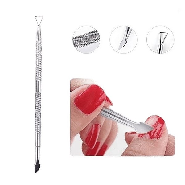 Espátula para Cutícula e Espalha Fibra de Inox para Unhas Manicure