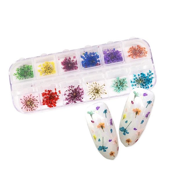 12 Flores Secas Encapsulamento Decoração Unhas De Gel