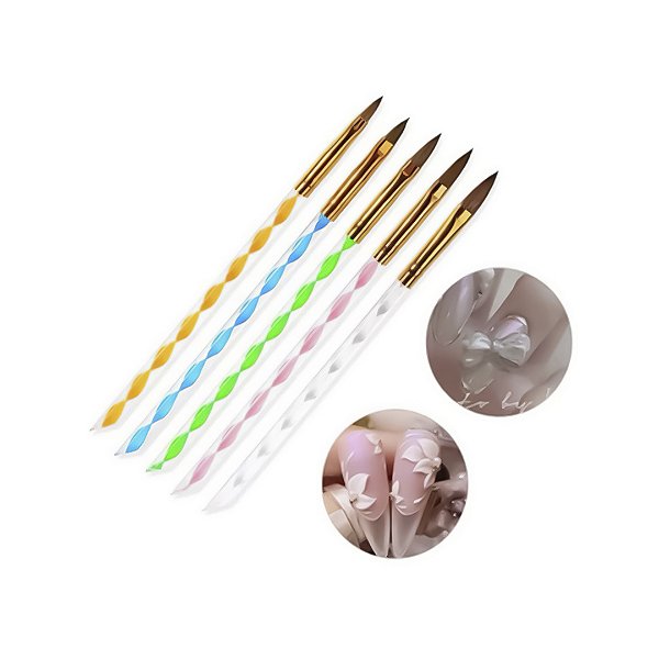 Kit com 5 Pincéis Para arte em Unhas de porcelana