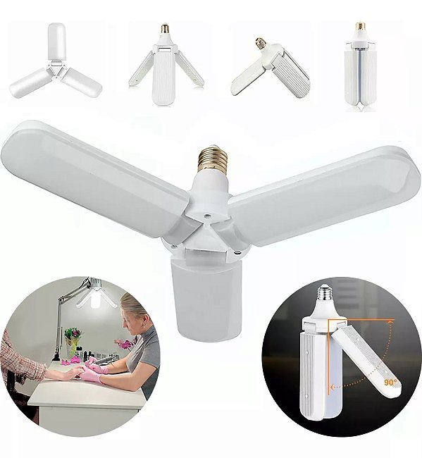 Lâmpada com 3 Pétala Bulbo LED 45W Dobrável Ajustável Luminária Fan Bivolt