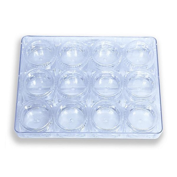 Caixa acrílica com 12 Potinhos Transparente Organizador de Glitter