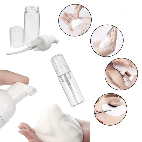Frasco Pump 100ml Vazio Espuma e Higienizacao Facial Cílios