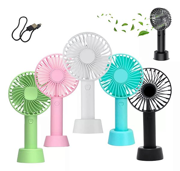Ventilador Mini Portátil USB Mão recarregável Silencioso