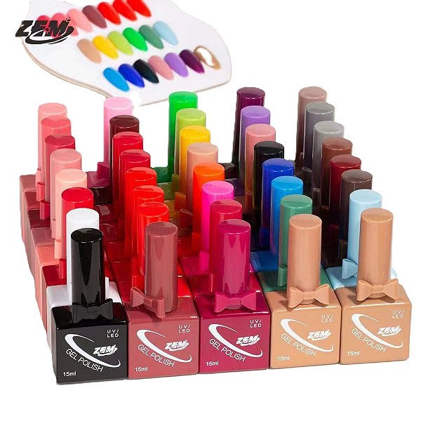 Esmalte em Gel ZEM Lacinho COM ANVISA Led Uv Zem Nail Gel Soak Off Color Coat 15ml Uv/Led Novo