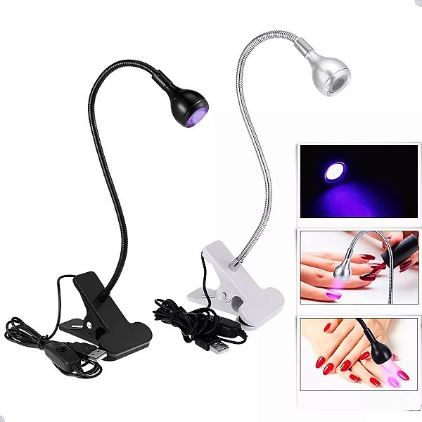 Luminária UV Ultravioleta De Mesa Com Garra Presilha Para Manicure Galaxy