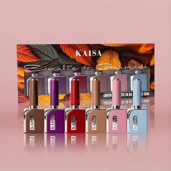 Kit 6 Esmaltes em gel Luxo Kaisa 15ml para Unhas Acrigel