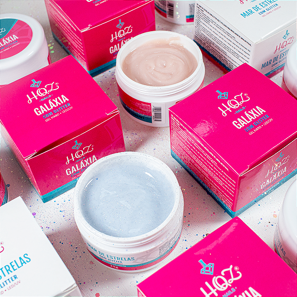 Gel Hard com Glitter HQZ Nails 15g - Autonivelante ou Control - LED/UV