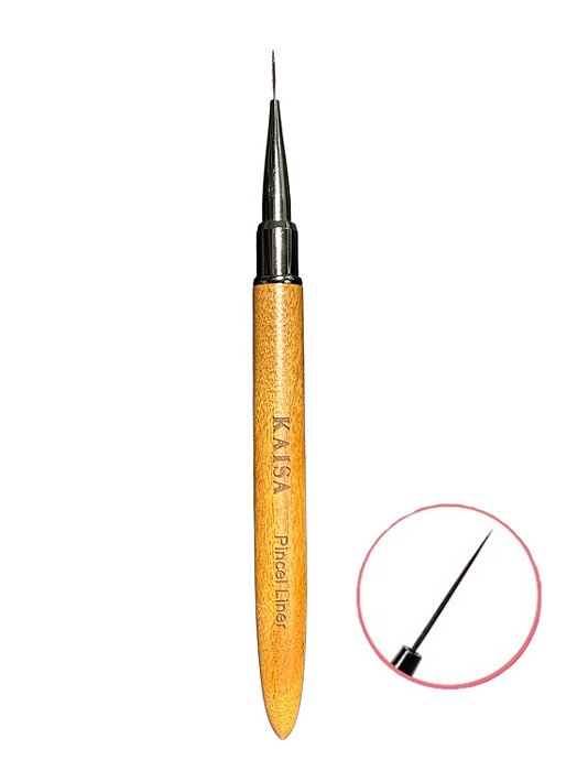 Pincel Liner para Decoração de Unhas em gel Alongamento Cabo em Madeira Kaisa Acrigel