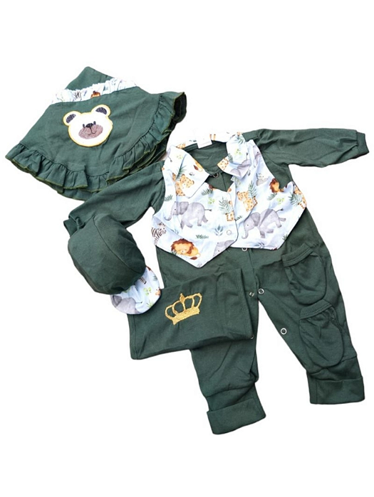 saida maternidade verde menino roupa bebe recém nascido