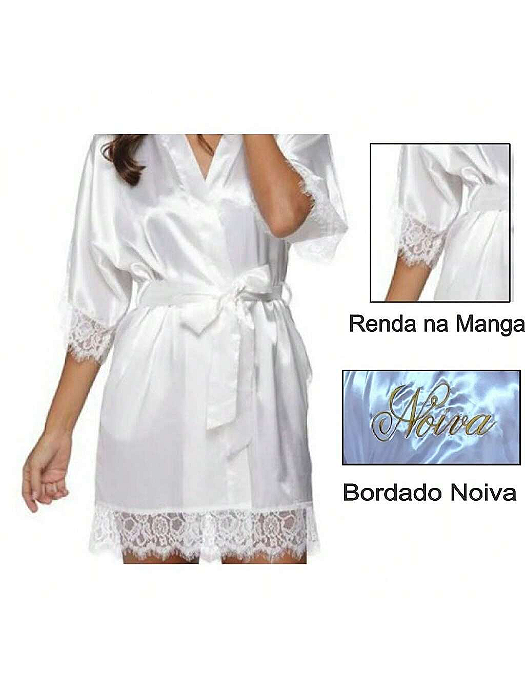 Robe com renda bordado noiva cor branca cetim casamento