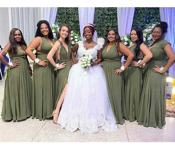vestido multiformas madrinha casamento festa formatura verde oliva