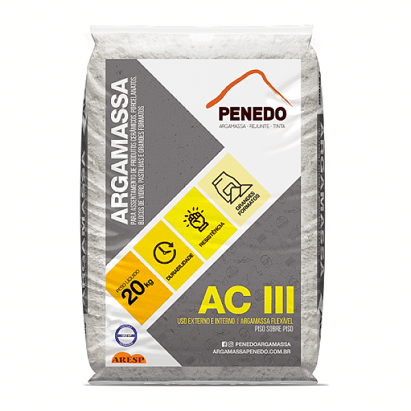 ARGAMASSA BRANCA ACIII 20KG - PENEDO