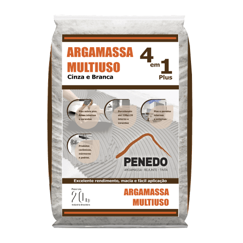 ARGAMASSA MULTIUSO 4EM1 CINZA 20KG - PENEDO
