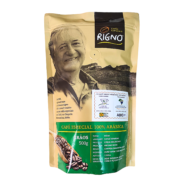 Café Rigno Especial 86+ pontos 100% Arábica - Gãos 500g  (1º Lugar do Cup of Excellence 2022)