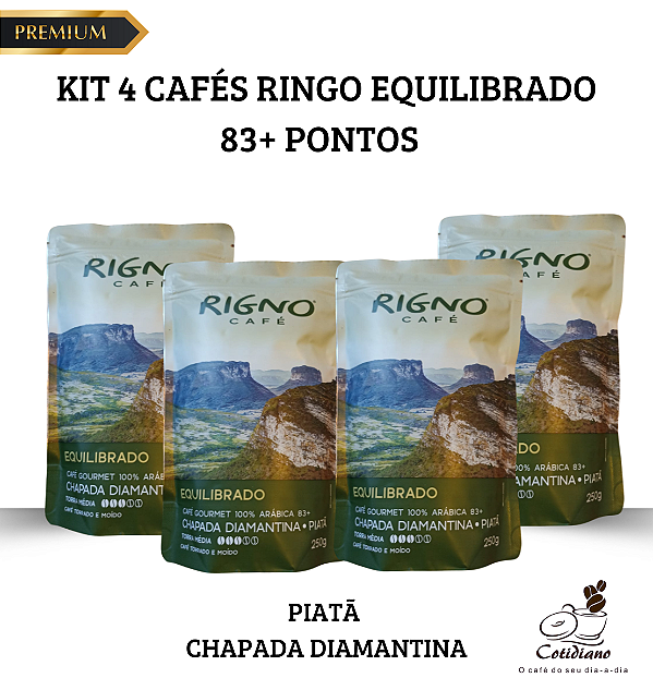 Kit 4 Cafés Ringo Gourmet Equilibrado 100% Arábica - 250g - Pontos 83+