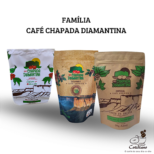 Kit de Café Chapada Diamantina100% Arábica – Café Especial, Gourmet e Superior – 3 Variedades  (Grãos e Moído)