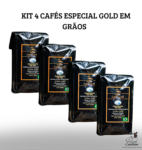 Kit 4 Cafés Gourmet Especial Gold - 86+ Pontos 100% Arábica (4x250g) | Café de Alta Qualidade