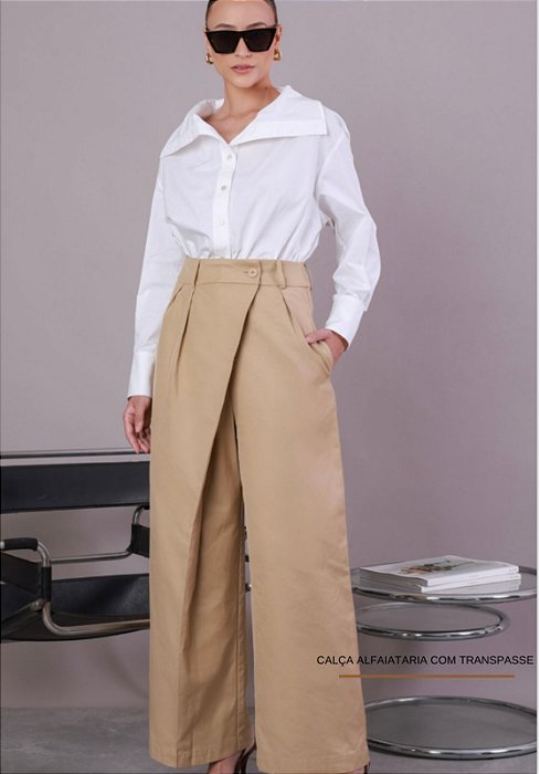 CALÇA ALFAIATARIA COM TRANSPASSE