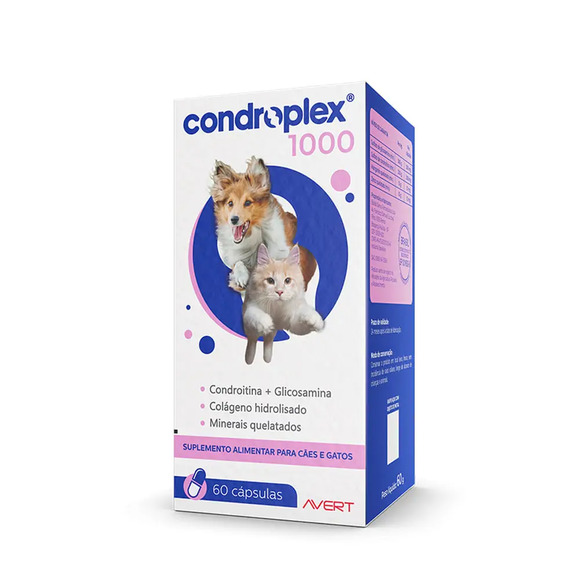 Condroplex 1000 Suplemento Avert para Cães e Gatos 60 cápsulas