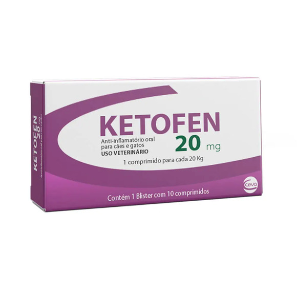 Ketofen 20 mg Anti-inflamatório para Cães e Gatos 10 comprimidos