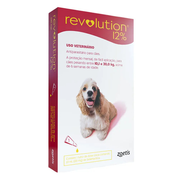 Antipulgas Revolution 12% para Cães de 10,1kg a 20kg 1 Tubo