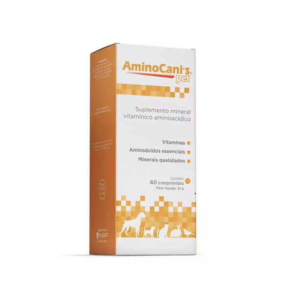 Suplemento Mineral Vitamínico Aminoacídico AminoCanis Pet Avert 51 g 60 comprimidos