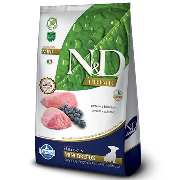 Ração N&D Prime Cães Puppy Mini Cordeiro e Blueberry 10,1 kg