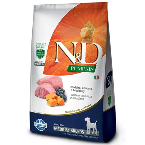 Ração N&D Pumpkin Cães Adultos Raças Médias Cordeiro 2,5 kg