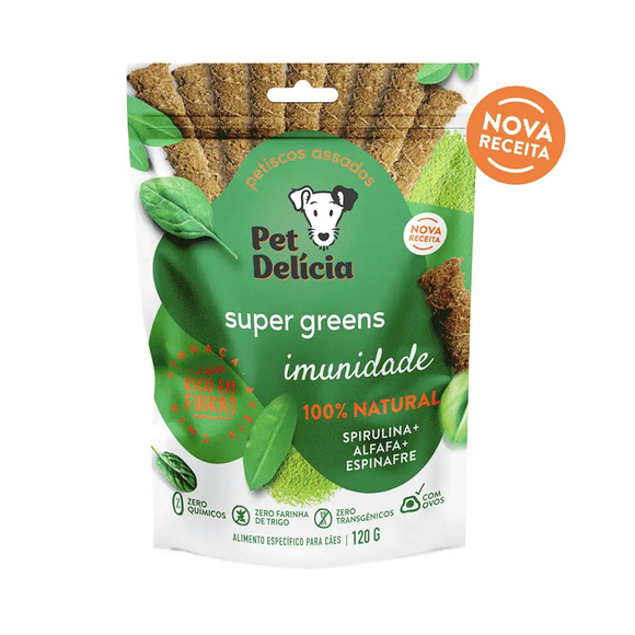 Petisco Pet Delícia Super Greens Sticks Vegetariano 120 g