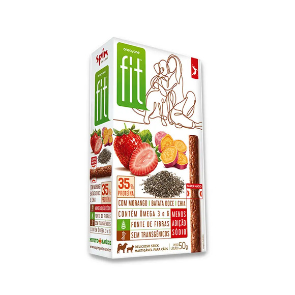 Petisco Spin Pet Onebyone Gourmet Fit Stick Morango Batata Doce e Chia 50 g