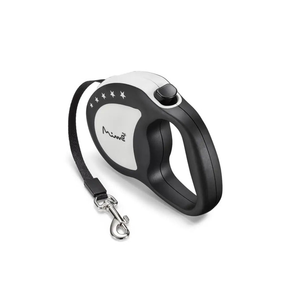 Guia Retrátil Mimo Conceito Runner Emborrachada Fita 4 Metros até 12kgs Preto Mimo P