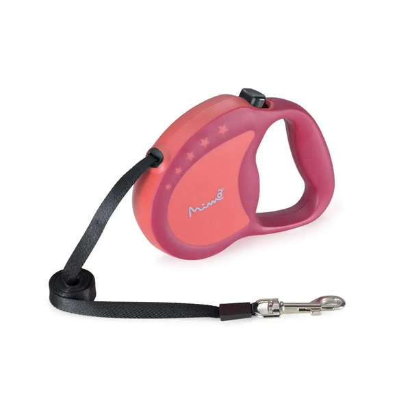 Guia Retrátil Mimo Conceito Runner Emborrachada Fita 5 Metros Até 20kgs Rosa Mimo M