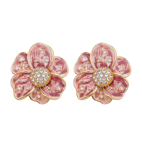 Brinco Flor Encanatdo Rosa