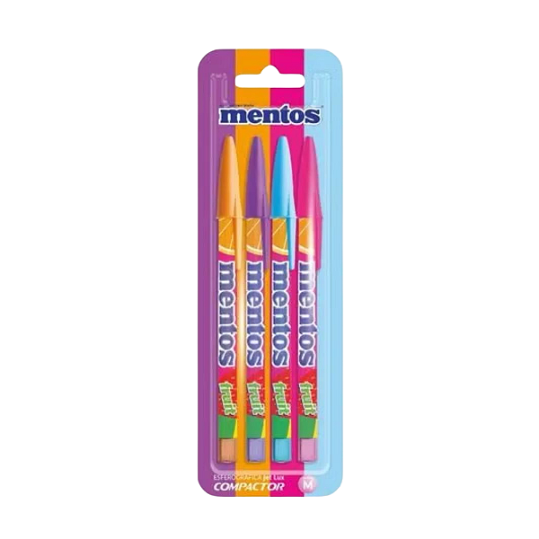 KIT CANETA ESFEROGRÁFICA JET LUX MENTOS - COMPACTOR - 4 CORES