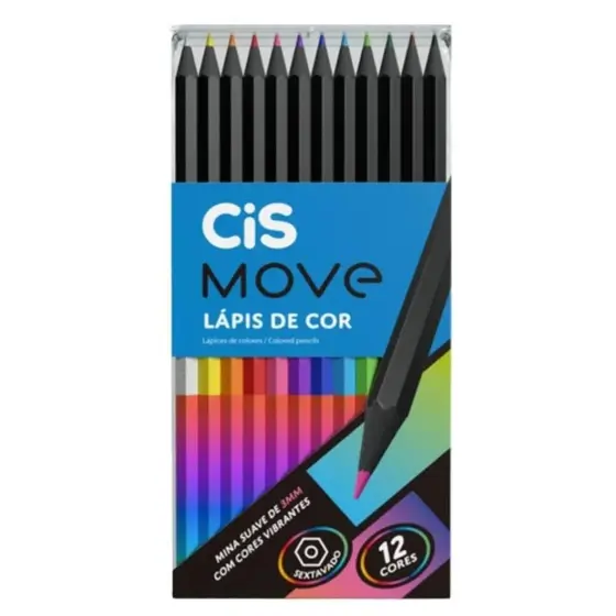 LÁPIS DE COR TRIANGULAR - MOVE - 12 CORES - CIS