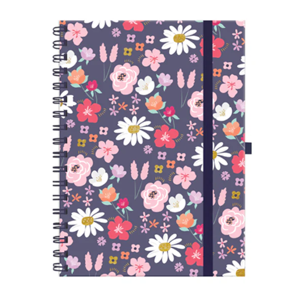 CADERNO COLEGIAL ARGOLADO MOLIN - FLOWERS - CAPA DURA  - 80 FOLHAS