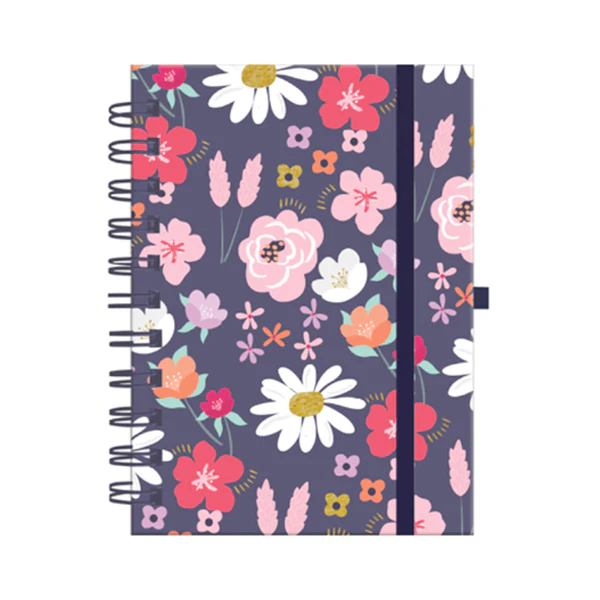 CADERNO A6 ARGOLADO MOLIN - FLOWERS - CAPA DURA - 80 FOLHAS