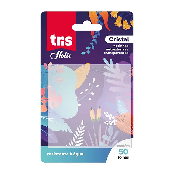 NOTA AUTOADESIVA TRANSPARENTE TRIS - 75X75MM C/50 FOLHAS - HOLIC GARDEN TRANSPARENTE CRISTAL