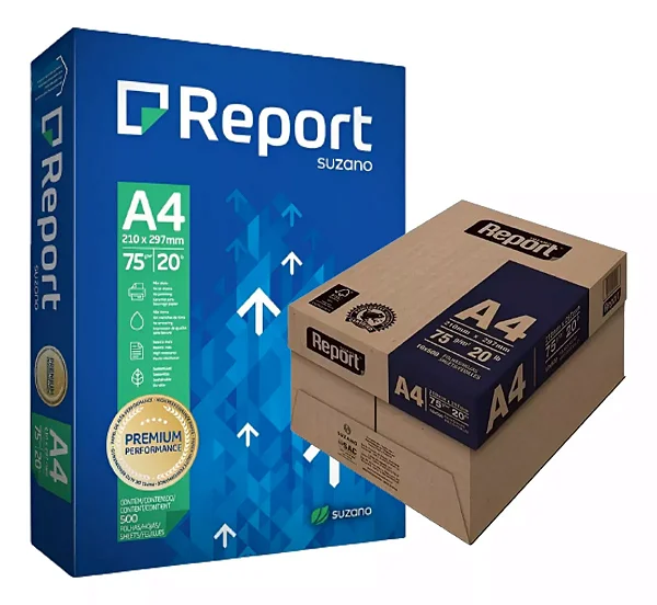 PAPEL SULFITE REPORT - A4 BRANCO 75G - CAIXA C/ 10 PACOTES
