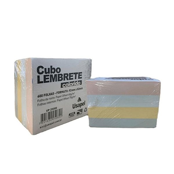 BLOCO DE ANOTAÇÃO - 600 FLS - 4 CORES PASTÉIS - 92x82MM - USAPEL
