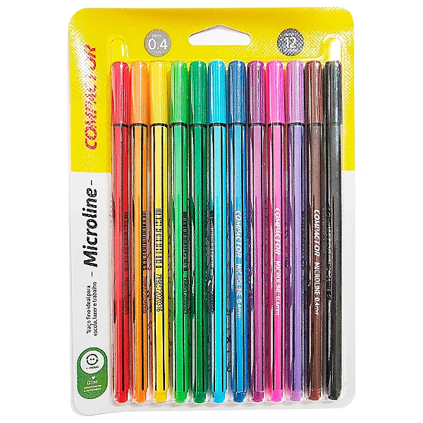 KIT CANETA FINELINER MICROLINE - PONTA ULTRA FINA 0.4MM - COMPACTOR