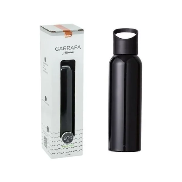 GARRAFA ALUMÍNIO 600ML - BRW - PRETA