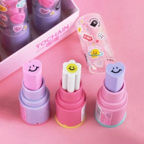 KIT ESCOLAR CRIATIVO 2 EM 1 - BORRACHA E APONTADOR KAWAII