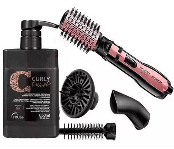 Truss Curly Twist+Mondial Escova Rotativa/Difusor Black Rose