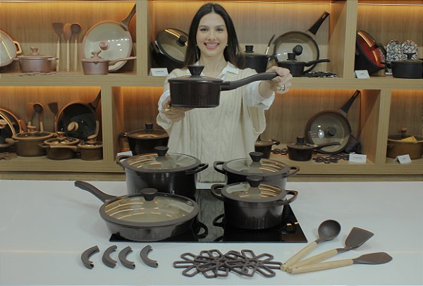 Conjunto Piano Antiaderente 20 Peças - Marrom