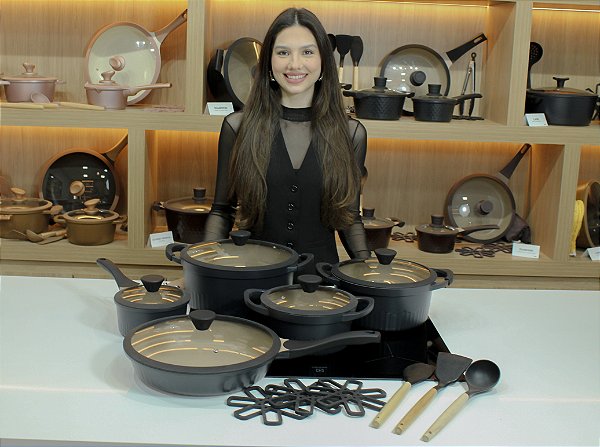 Conjunto Piano Antiaderente 20 Peças - Preta