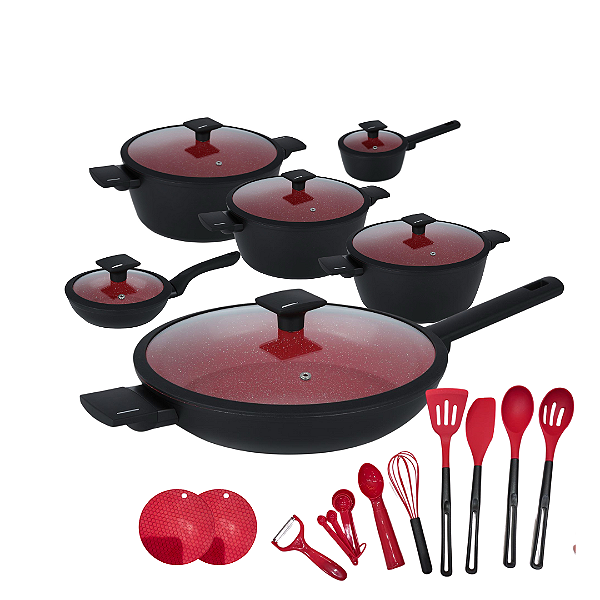 Conjunto Max Classic Antiaderente 22 Peças - Preta